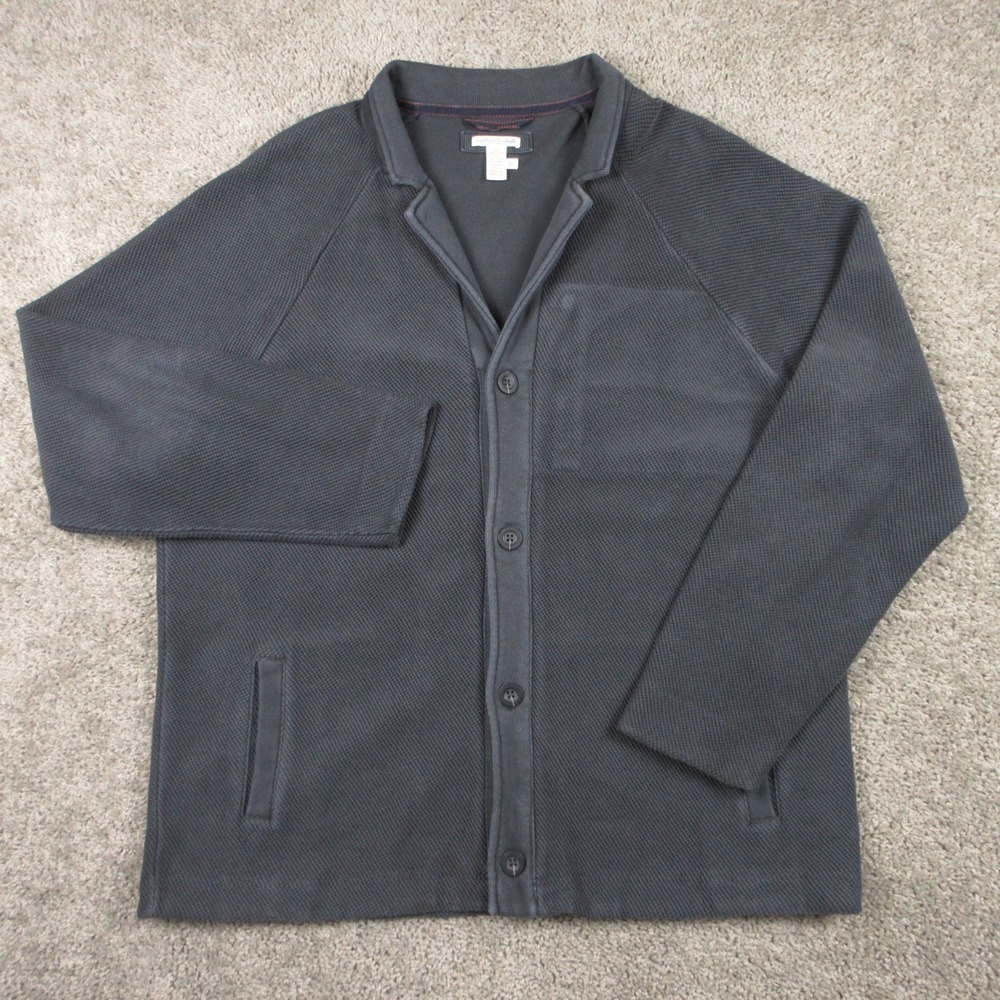 Carbon 2 Cobalt Sweater Mens XL Gray Faded Knit Button Up Heavyweight Pockets